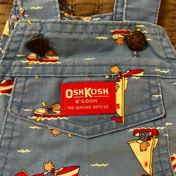 Vintage OshKosh B'Gosh Baby Overalls Sailboat Size 12 Months Made In USA - Picture 2 of 5